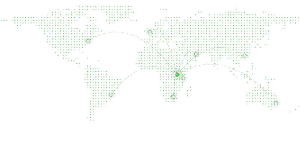 Dotted world map showing StratEdge worldwide coverage